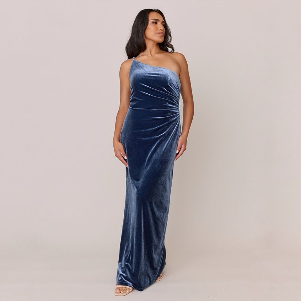 Revelry Jade Velvet Single Shoulder Dress in Blue Size 10